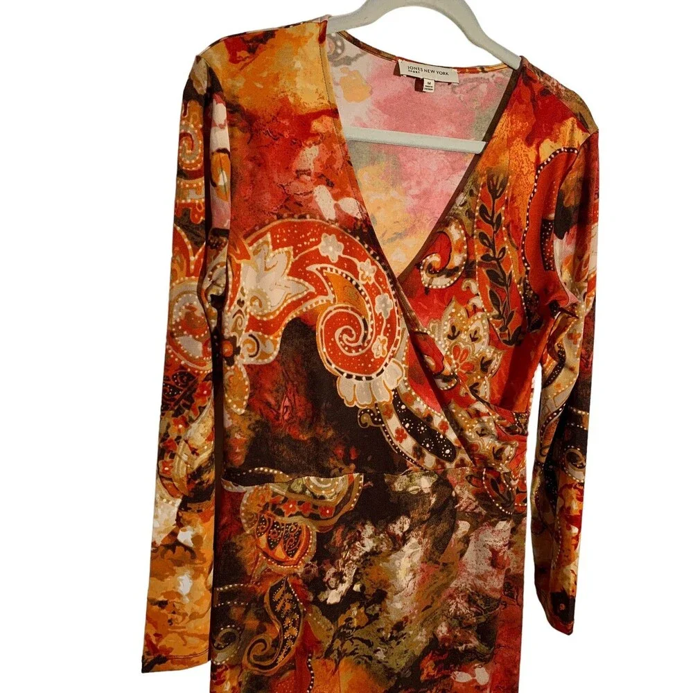 Jones New York Women's Size M Knee Length Faux Wrap Dress